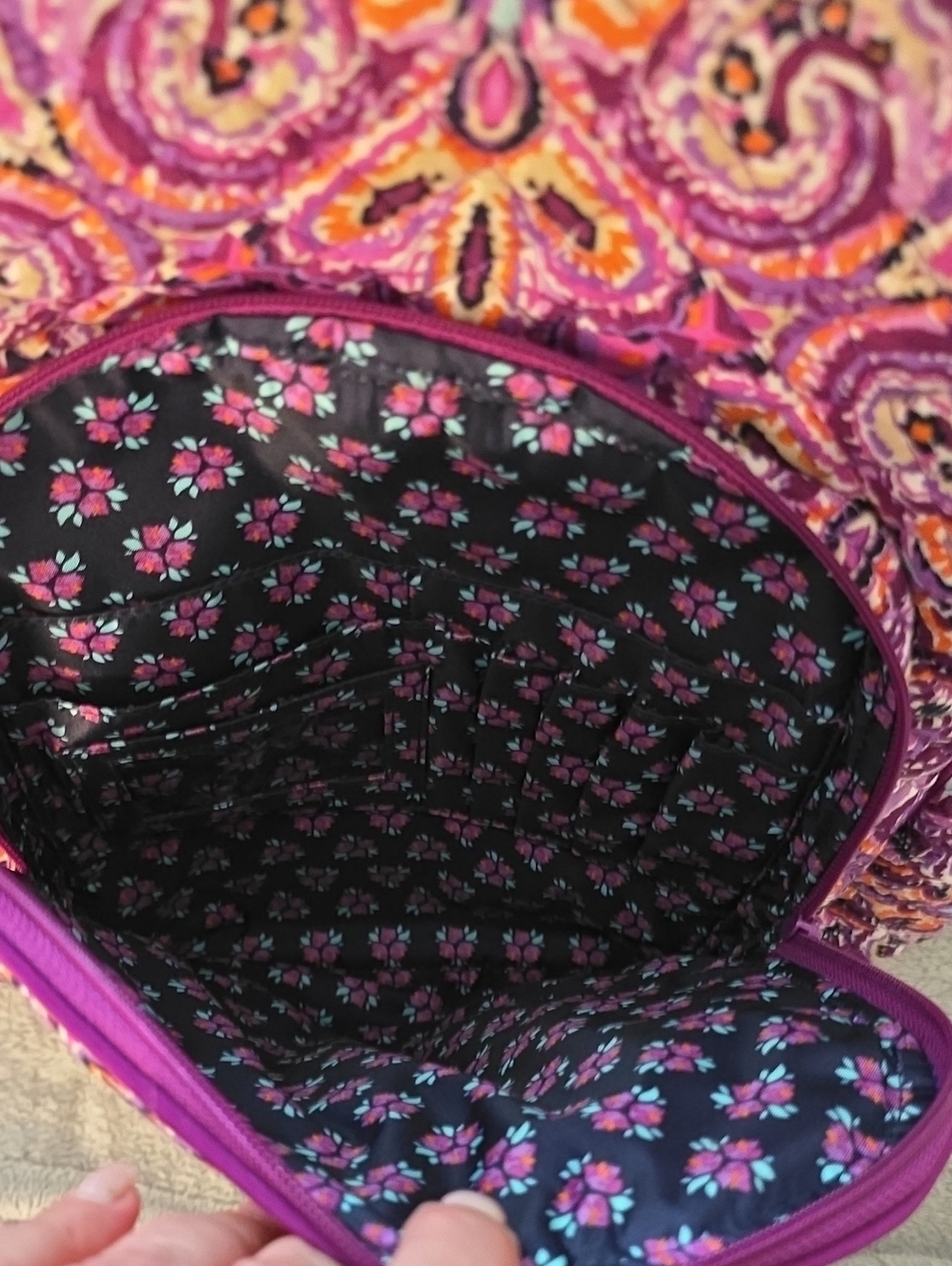 Vera Bradley Purple Paisley Quilted Backpack - Picture 7 of 8